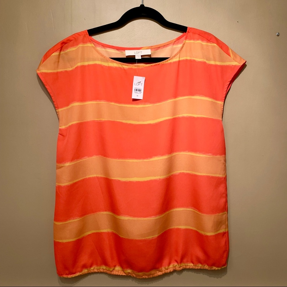 NWT LOFT Orange Striped Blouse
